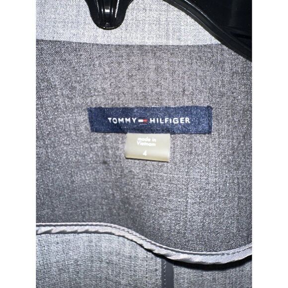 NWT Tommy Hilfiger Women's Gray Contrast-Trim Trench Jacket Blazer Size 4 - Picture 11 of 16
